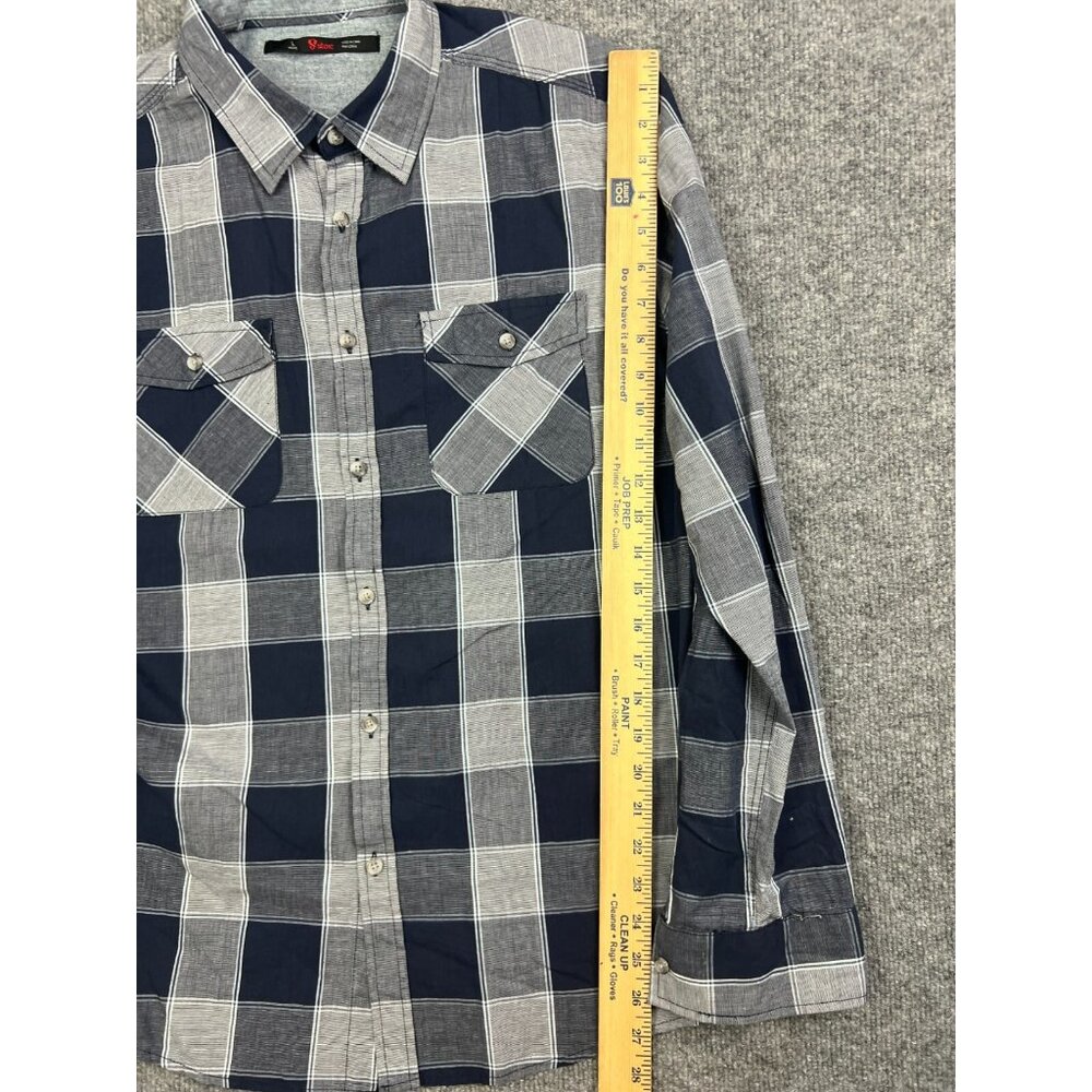 Stoic Button Up Shirt Men's Large Blue Gray Plaid Long Sleeve Casual Cotton - Picture 4 of 7